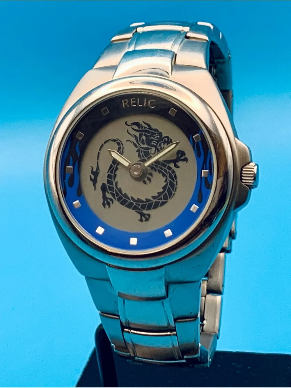 RELIC By FOSSIL ZR55175 Men’s Watch Year Of The Dragon Flames Works New Battery